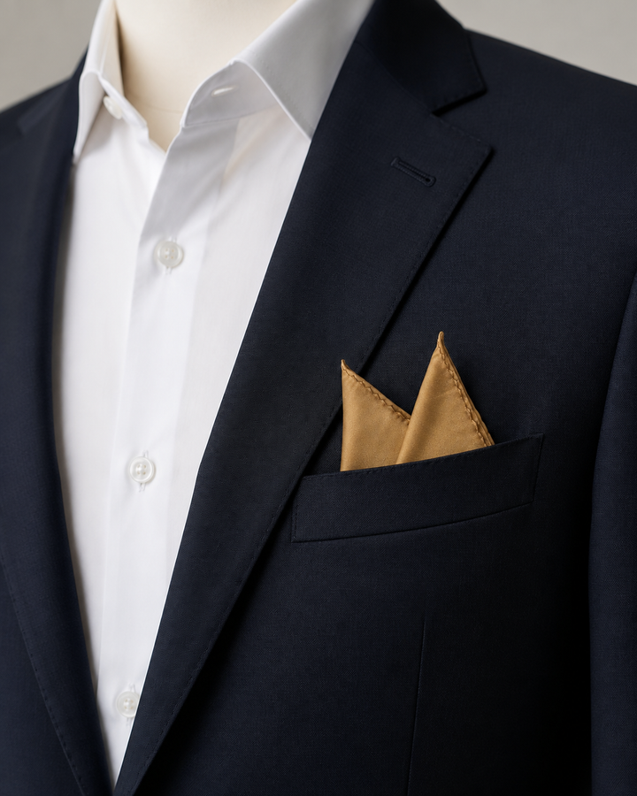 CHAMPIS, bröstnäsduk i champagne med enfärgad design, formellt stylad