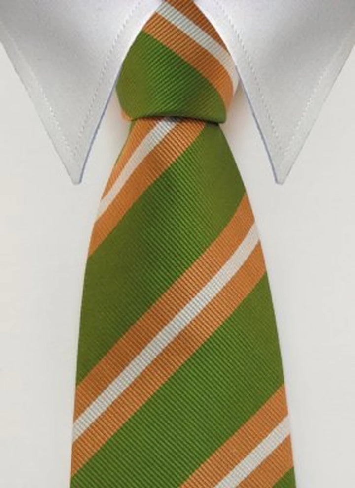 HUNTER, bred slips i grönt, orange och vitt med gröna, orange och vita diagonala band – originalbild