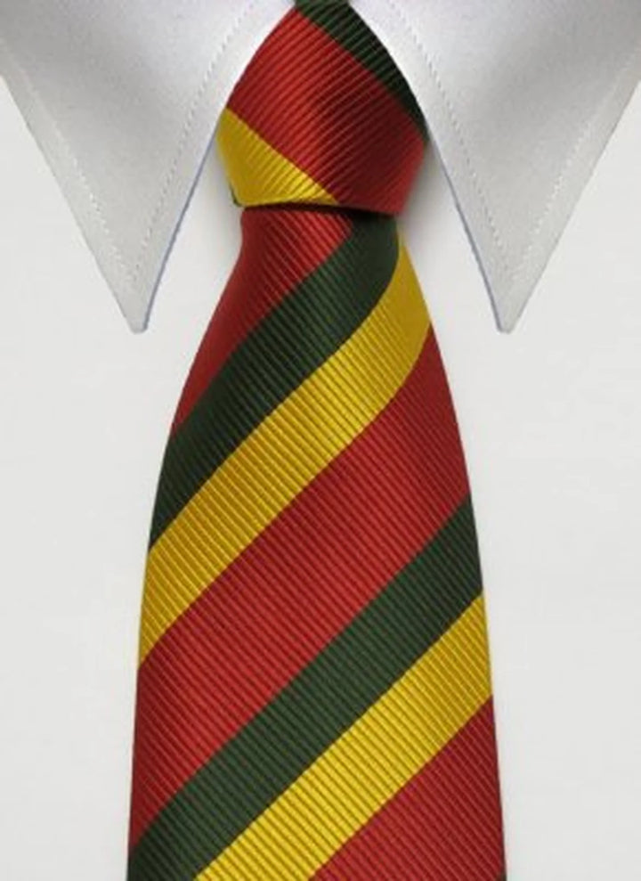 MARLEY, bred slips i rött, grönt och gult med randigt mönster – originalbild