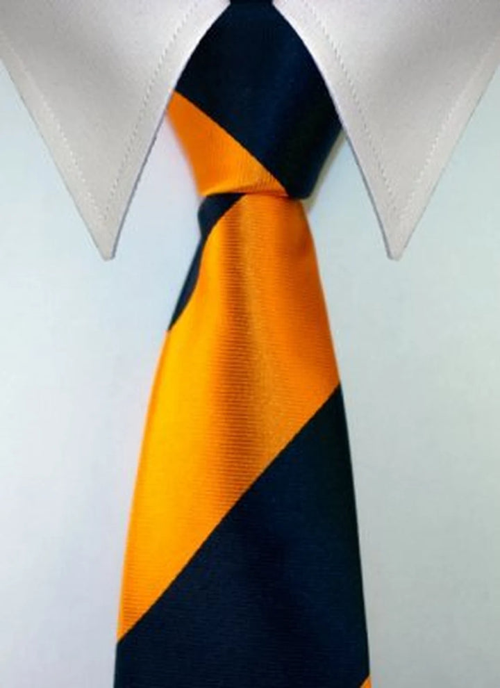 TOBIAS SMAL, smal slips i svart och orange med randigt mönster – originalbild