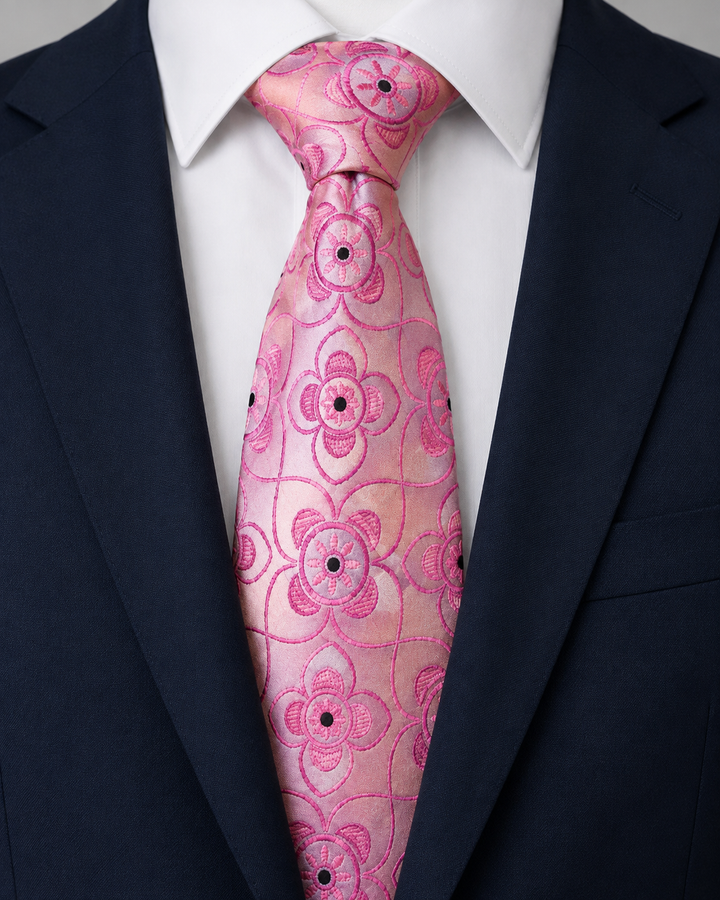 ZETA, slips i rosa med blommigt motiv, formellt stylad