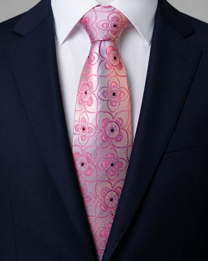 ZETA SMAL, smal slips i rosa med blommigt motiv, formellt stylad